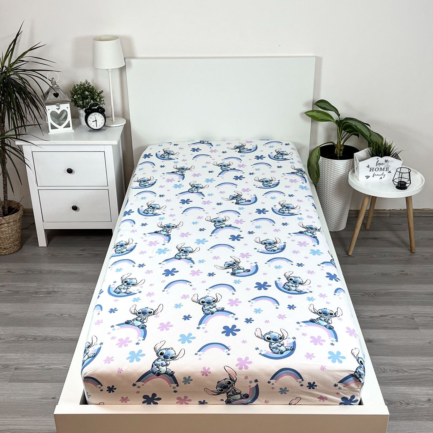 Disney Lilo & Stitch Hoeslaken Rainbow - Eenpersoons - 90 x 200 cm - Katoen