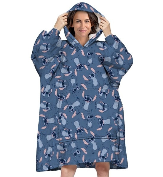 Disney Lilo & Stitch Hoodie Fleece Blanket, Ohana - Adult - One Size - Polyester