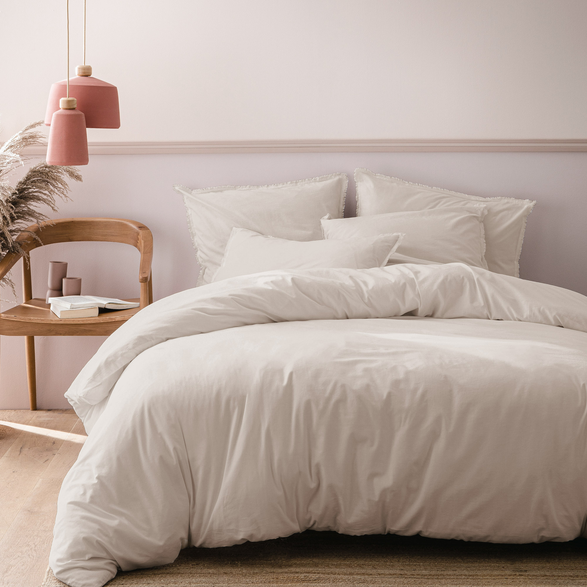 Matt & Rose Dekbedovertrek Beige - 260 x 240 + 2x 65 x 65 cm - Gewassen Katoen