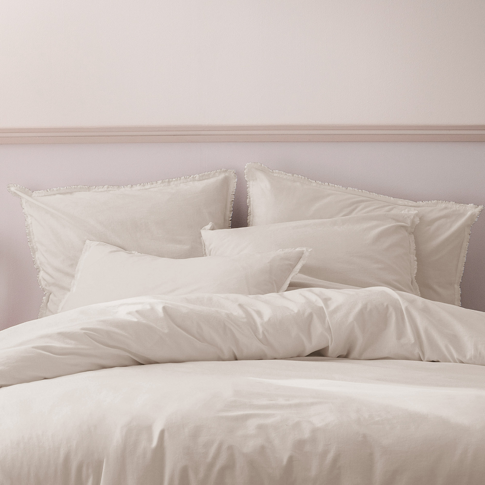 Matt & Rose Dekbedovertrek Beige - 260 x 240 + 2x 65 x 65 cm - Gewassen Katoen