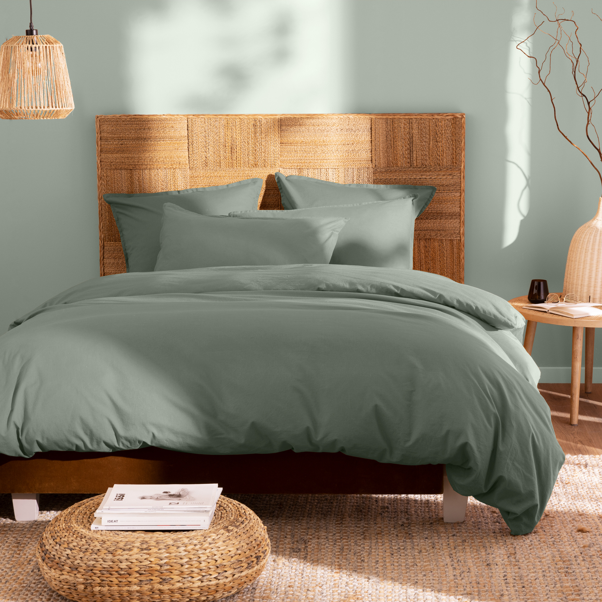 Matt & Rose Duvet cover Moss green - 260 x 240 + 2x 65 x 65 cm - Washed cotton