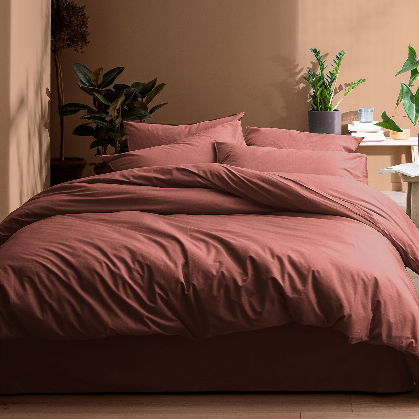 Matt & Rose Duvet cover Terracotta - 260 x 240 + 2x 65 x 65 cm - Washed cotton