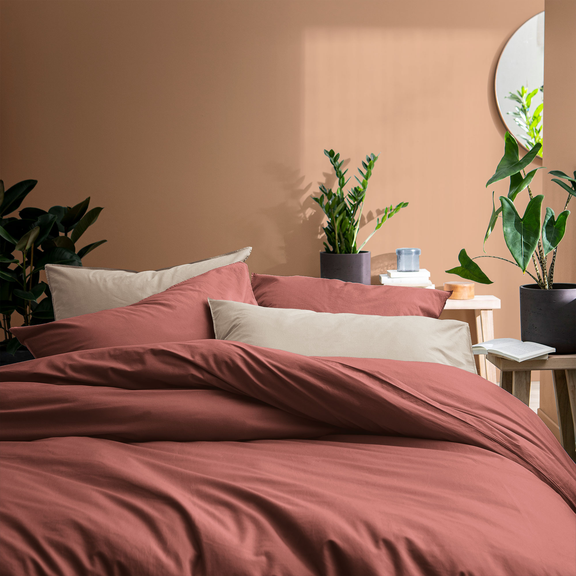 Matt & Rose Duvet cover Terracotta - 260 x 240 + 2x 65 x 65 cm - Washed cotton