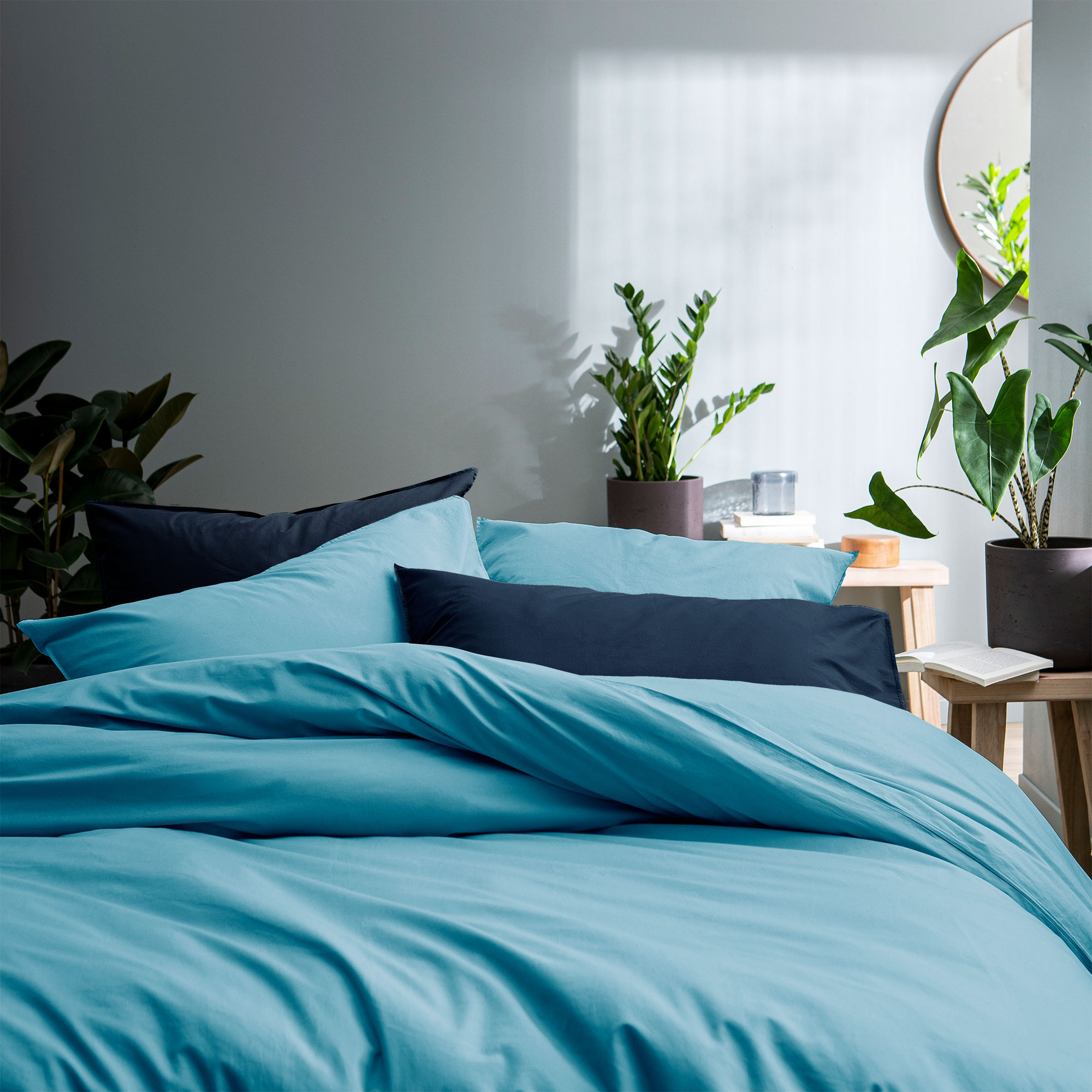 Matt & Rose Duvet cover Ice blue - 240 x 220 + 2x 65 x 65 cm - Washed cotton