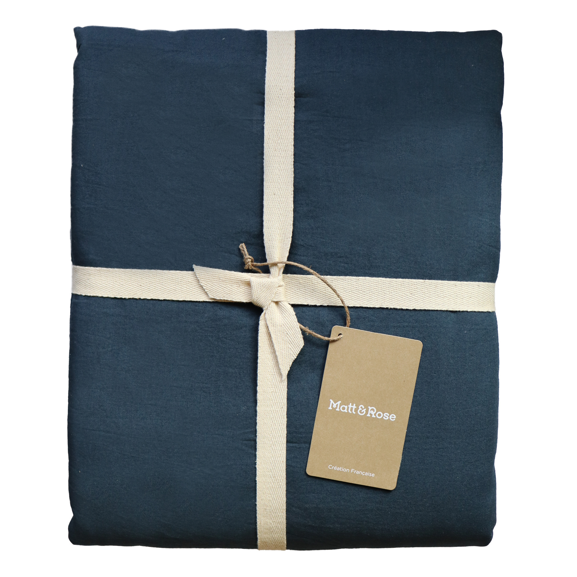 Matt & Rose Dekbedovertrek Donkerblauw - 260 x 240 + 2x 65 x 65 cm - Gewassen katoen