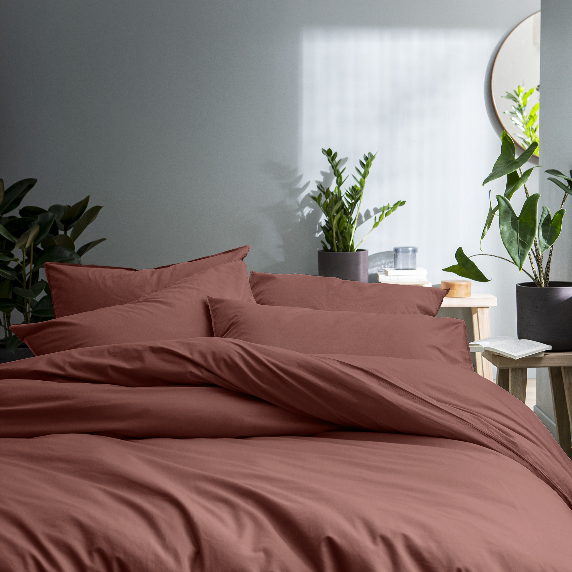 Matt & Rose Duvet cover Wine red - 260 x 240 + 2x 65 x 65 cm - Washed cotton