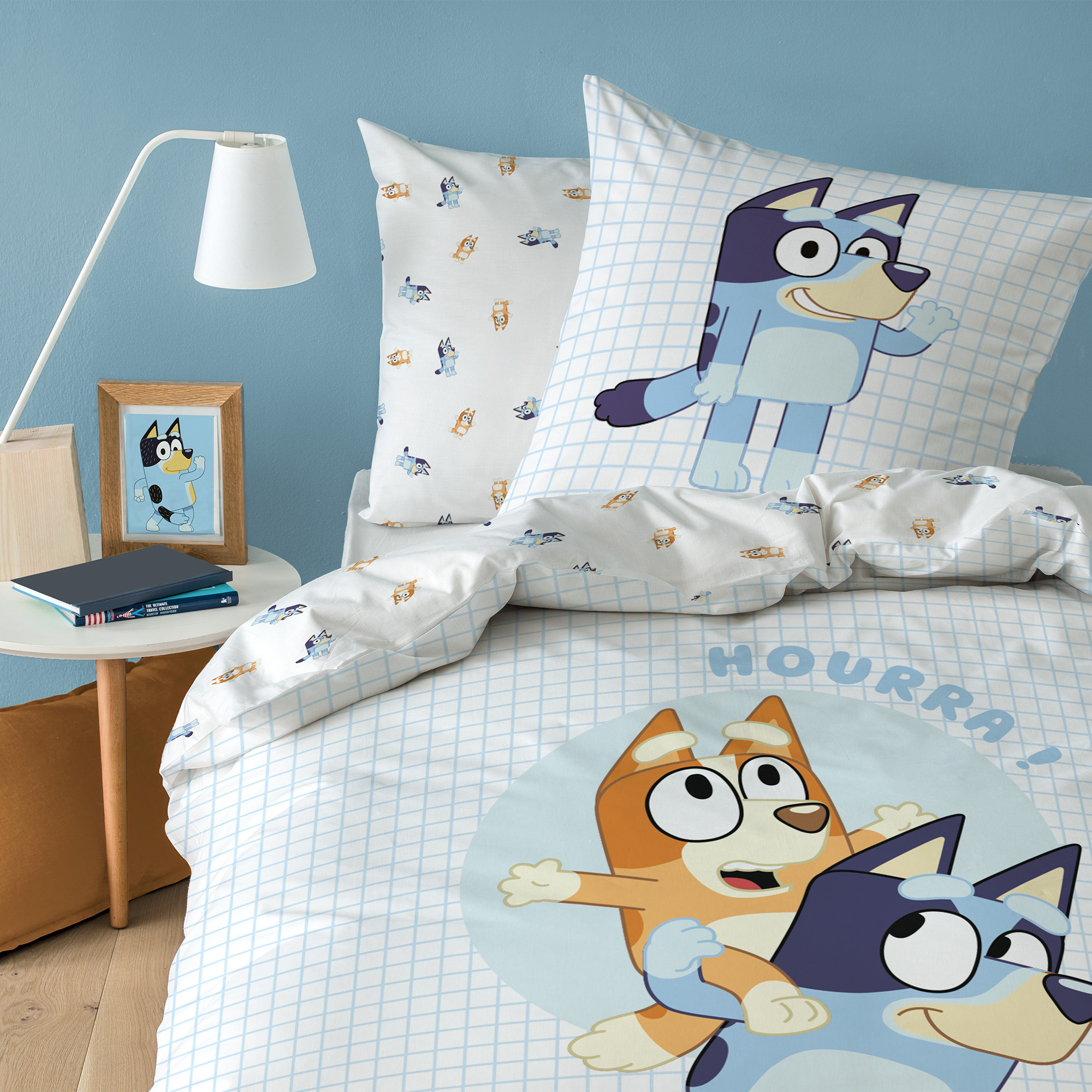 Bluey Duvet cover, Hoera - Single - 140 x 200 + 63 x 63 cm - Cotton