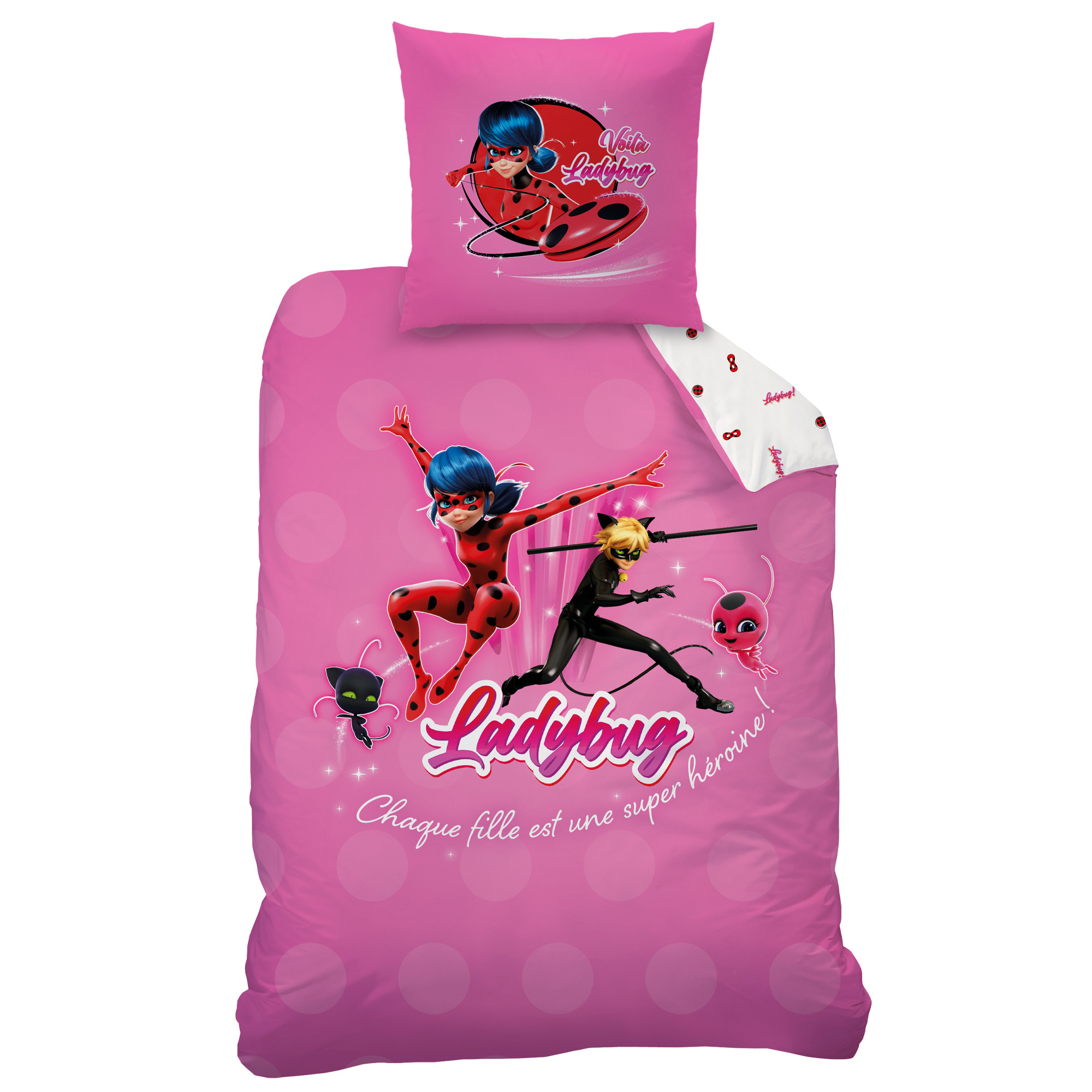 Miraculous Duvet cover, Supergirl - Single - 140 x 200 + 63 x 63 cm - Cotton
