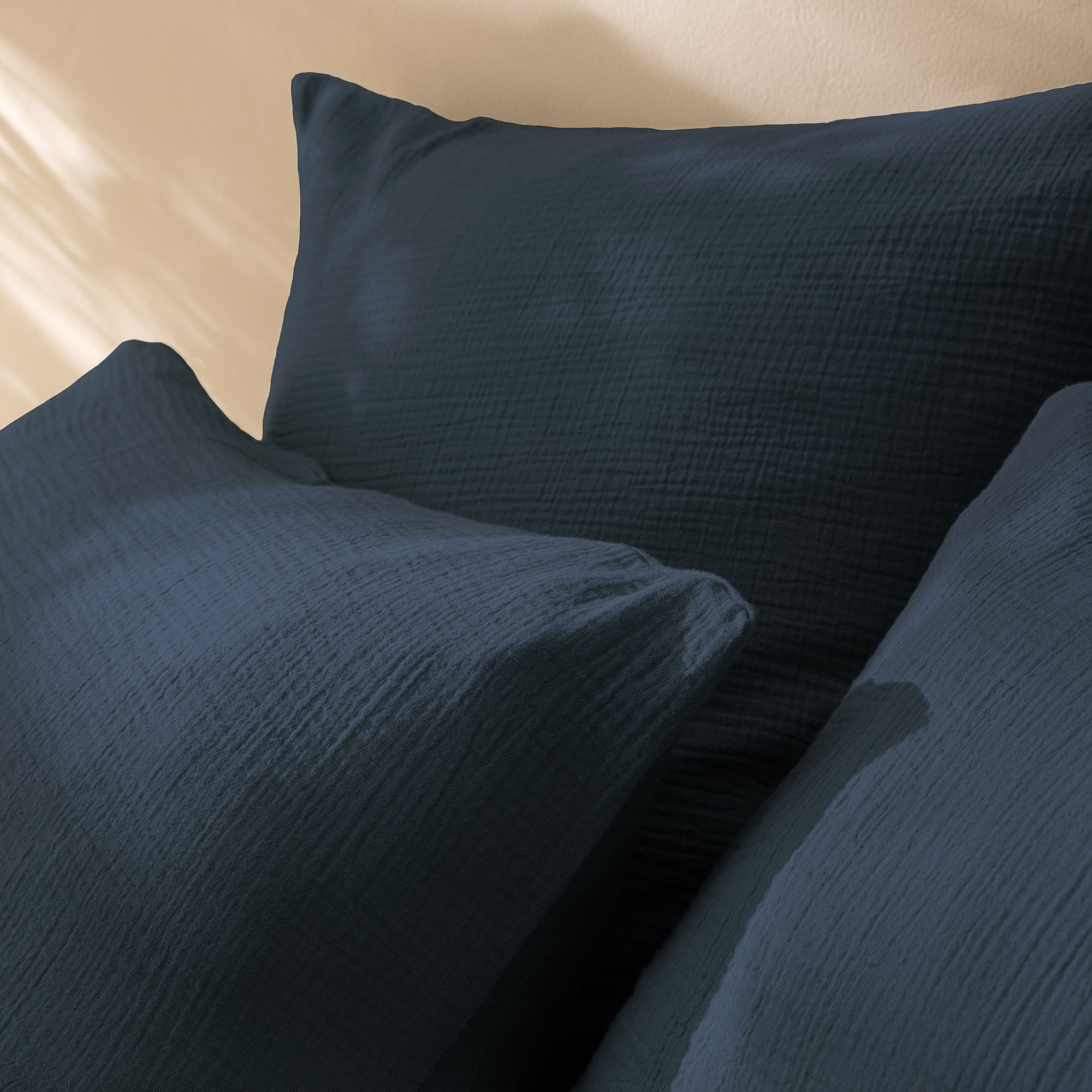 Matt & Rose Set Kussenslopen Pauw Blauw - (2x) 50 x 70 cm - Mousseline Katoen