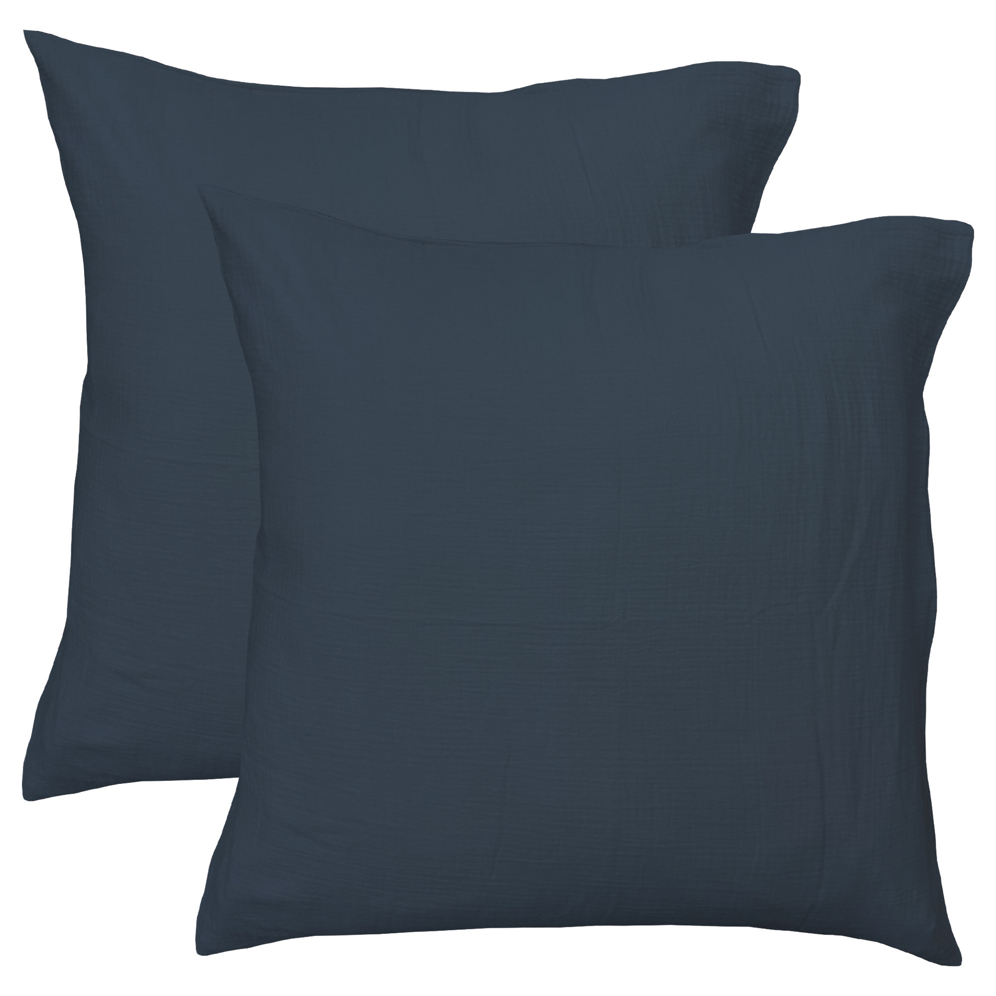 Matt & Rose Set Kussenslopen Pauw Blauw - (2x) 65 x 65 cm - Mousseline Katoen