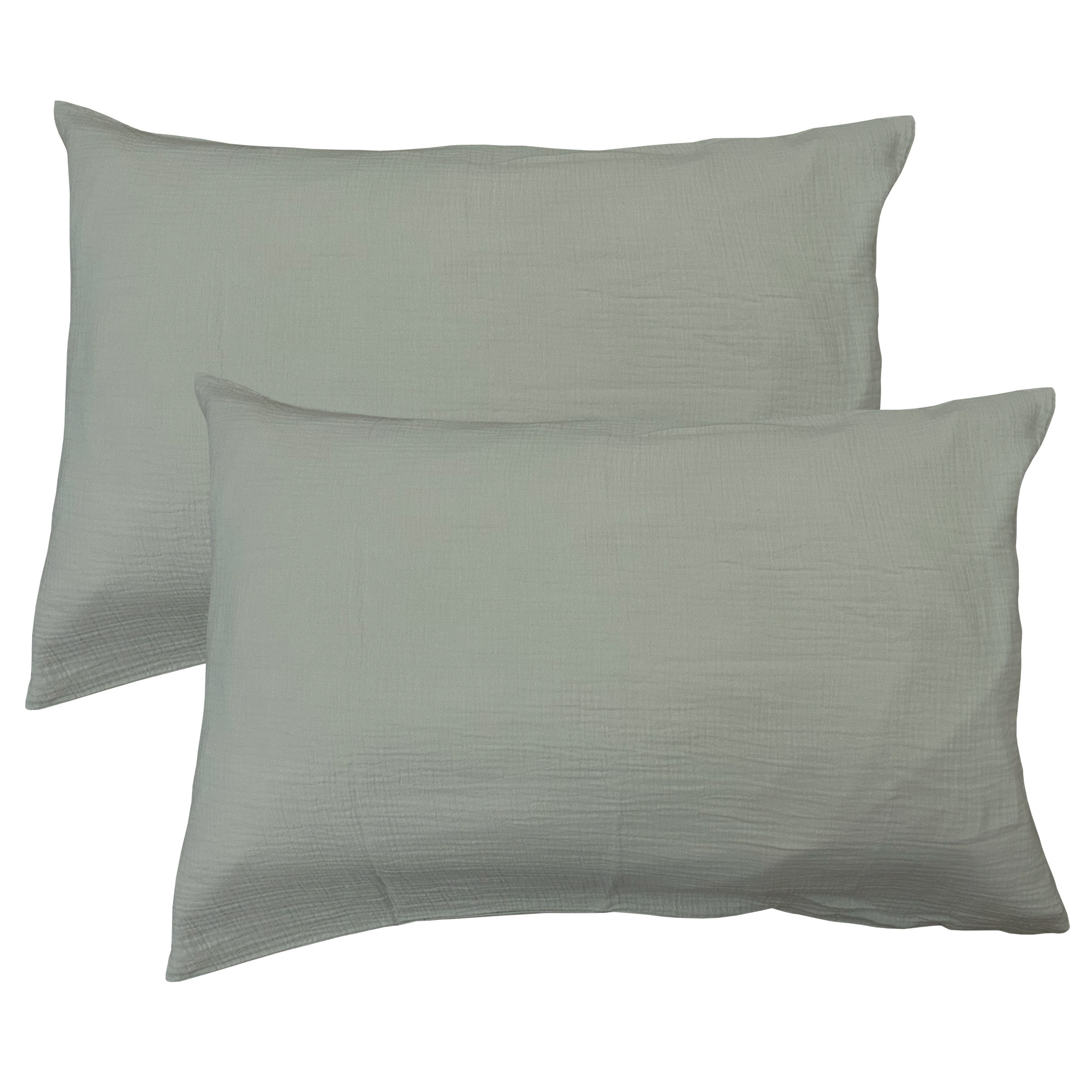 Matt & Rose Set Kussenslopen Mosgroen - (2x) 50 x 70 cm - Mousseline Katoen