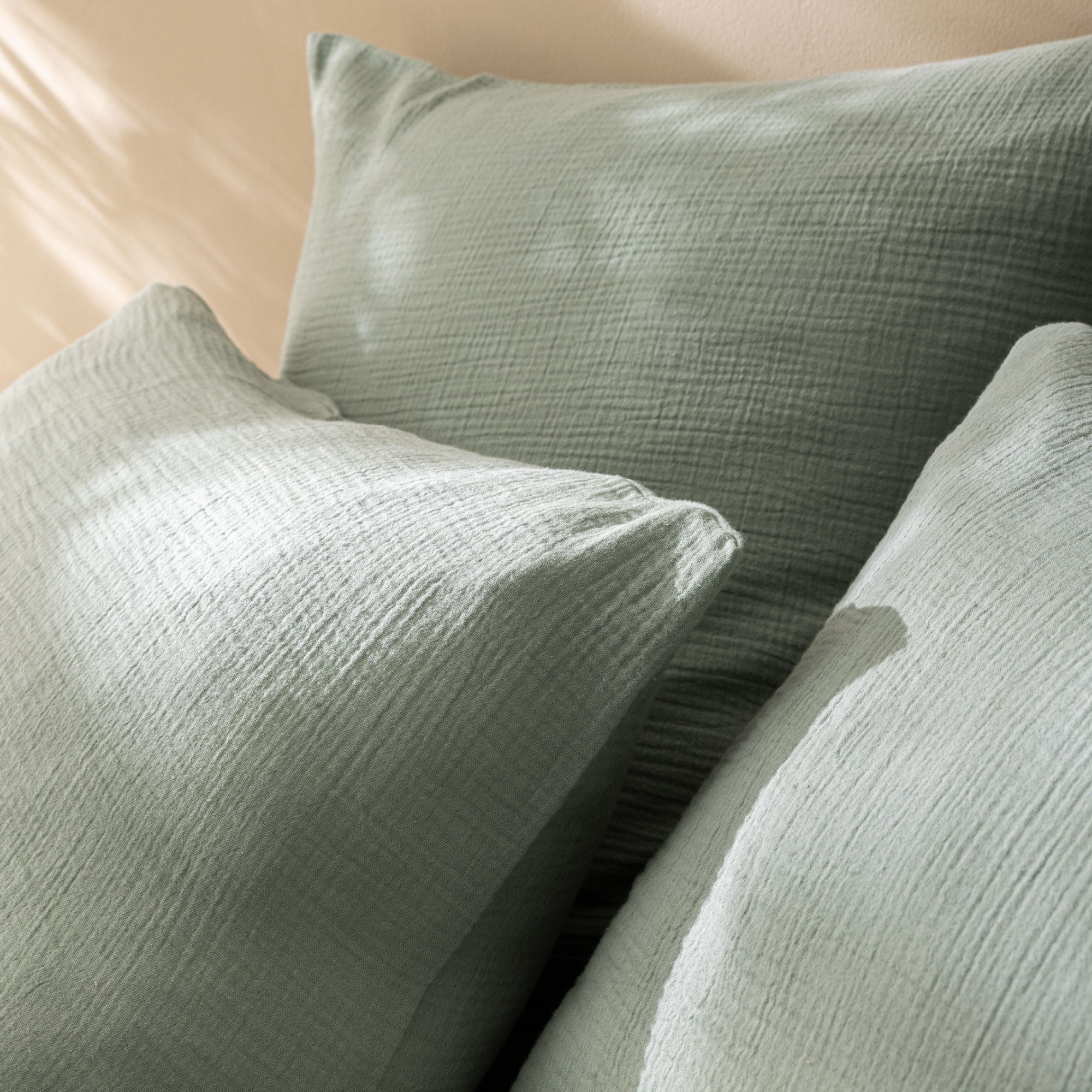 Matt & Rose Set Kussenslopen Mosgroen - (2x) 50 x 70 cm - Mousseline Katoen