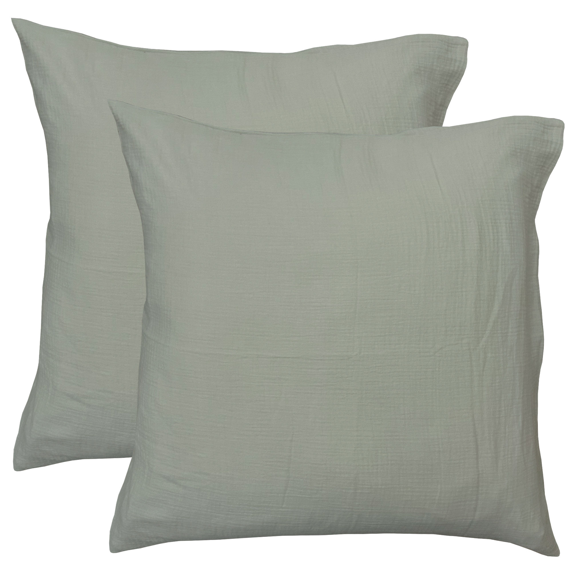Matt & Rose Set Kussenslopen Mosgroen - (2x) 65 x 65 cm - Mousseline Katoen