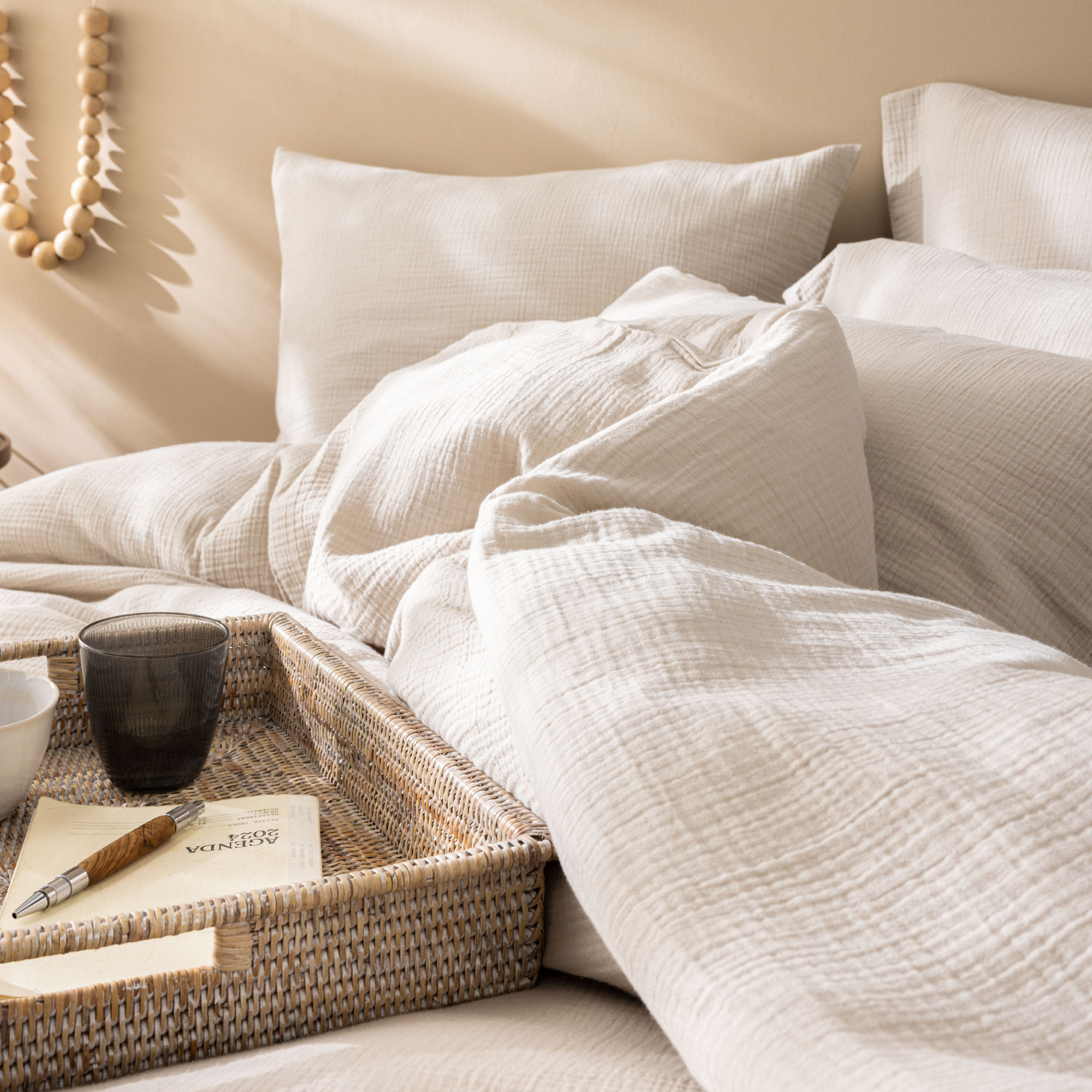 Matt & Rose Set Kussenslopen Naturel - (2x) 50 x 70 cm - Mousseline Katoen