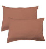 Matt & Rose Set Kussenslopen Terracotta - (2x) 50 x 70 cm - Mousseline Katoen