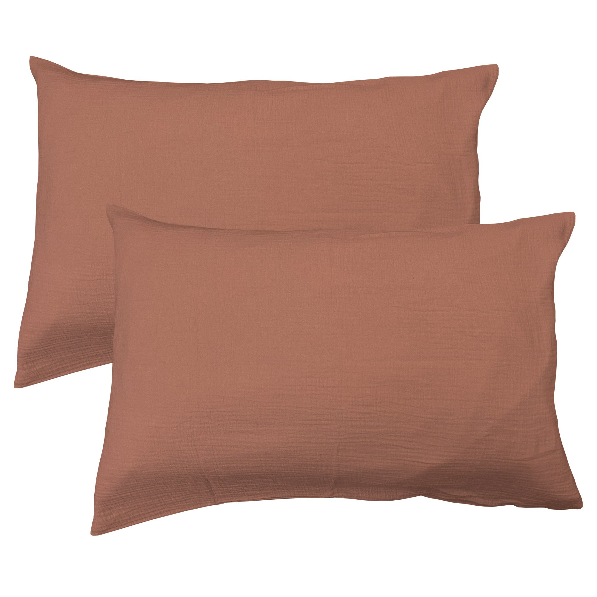 Matt & Rose Set Kussenslopen Terracotta - (2x) 50 x 70 cm - Mousseline Katoen