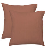 Matt & Rose Set Kussenslopen Terracotta - (2x) 65 x 65 cm - Mousseline Katoen