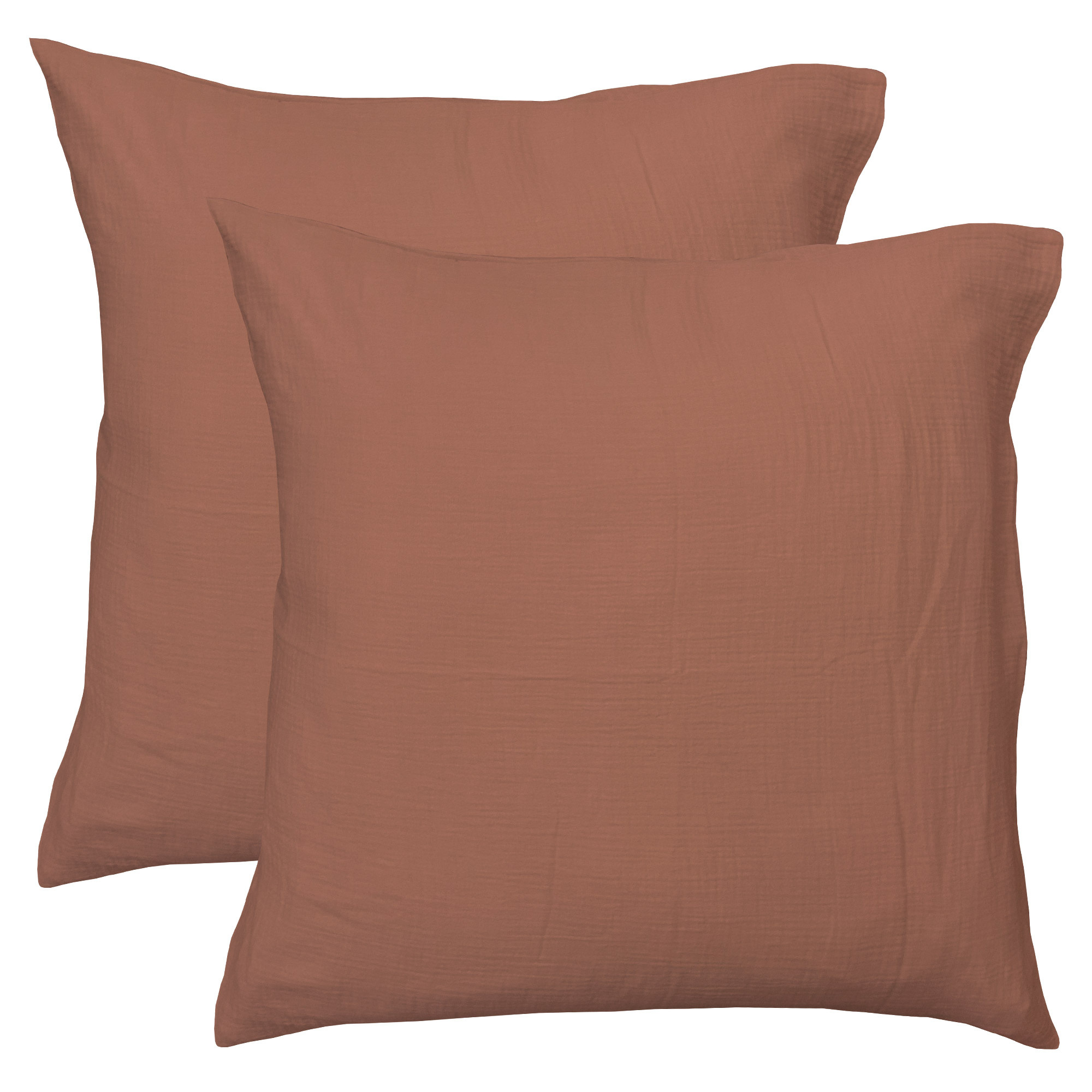 Matt & Rose Set Kussenslopen Terracotta - (2x) 65 x 65 cm - Mousseline Katoen