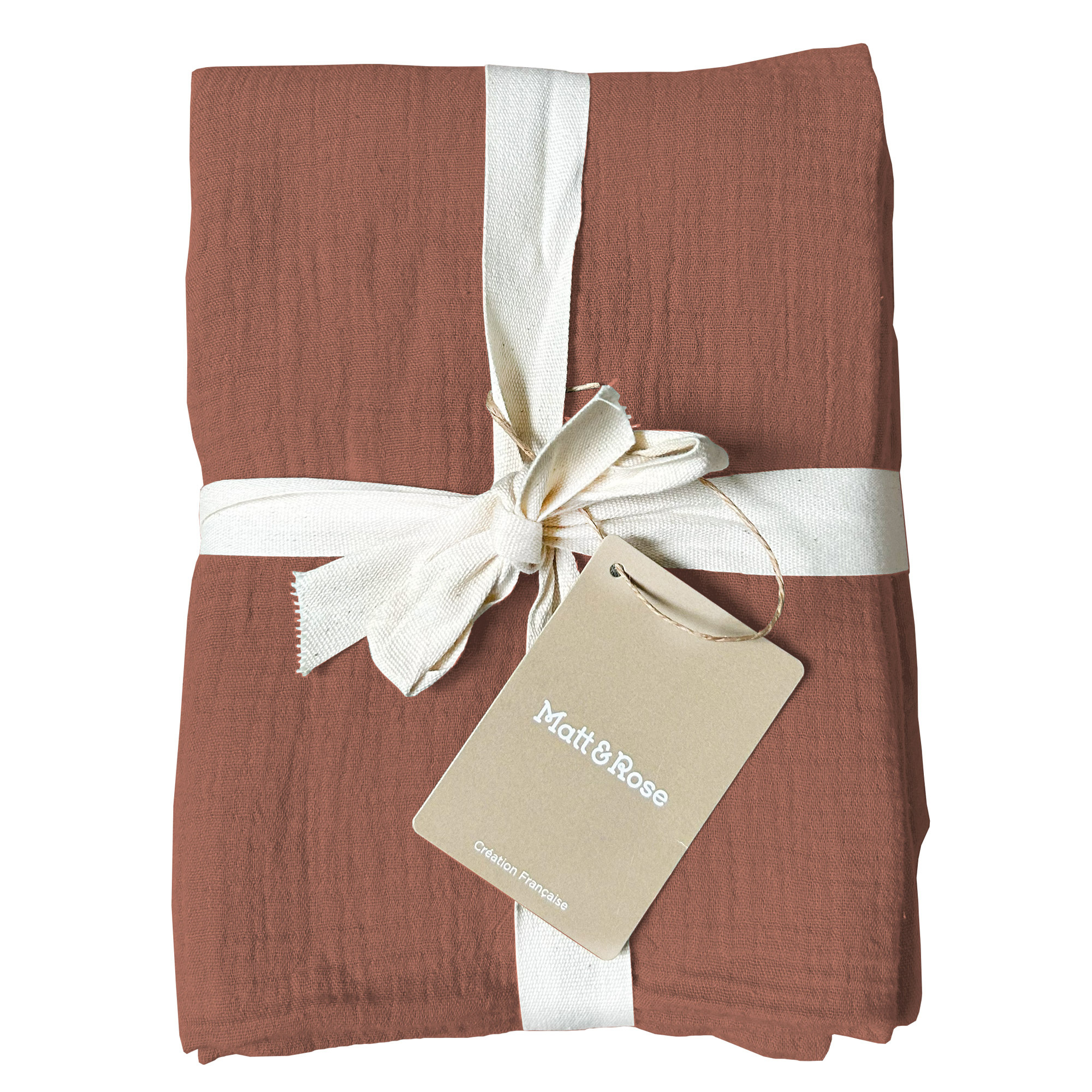Matt & Rose Set Kussenslopen Terracotta - (2x) 65 x 65 cm - Mousseline Katoen