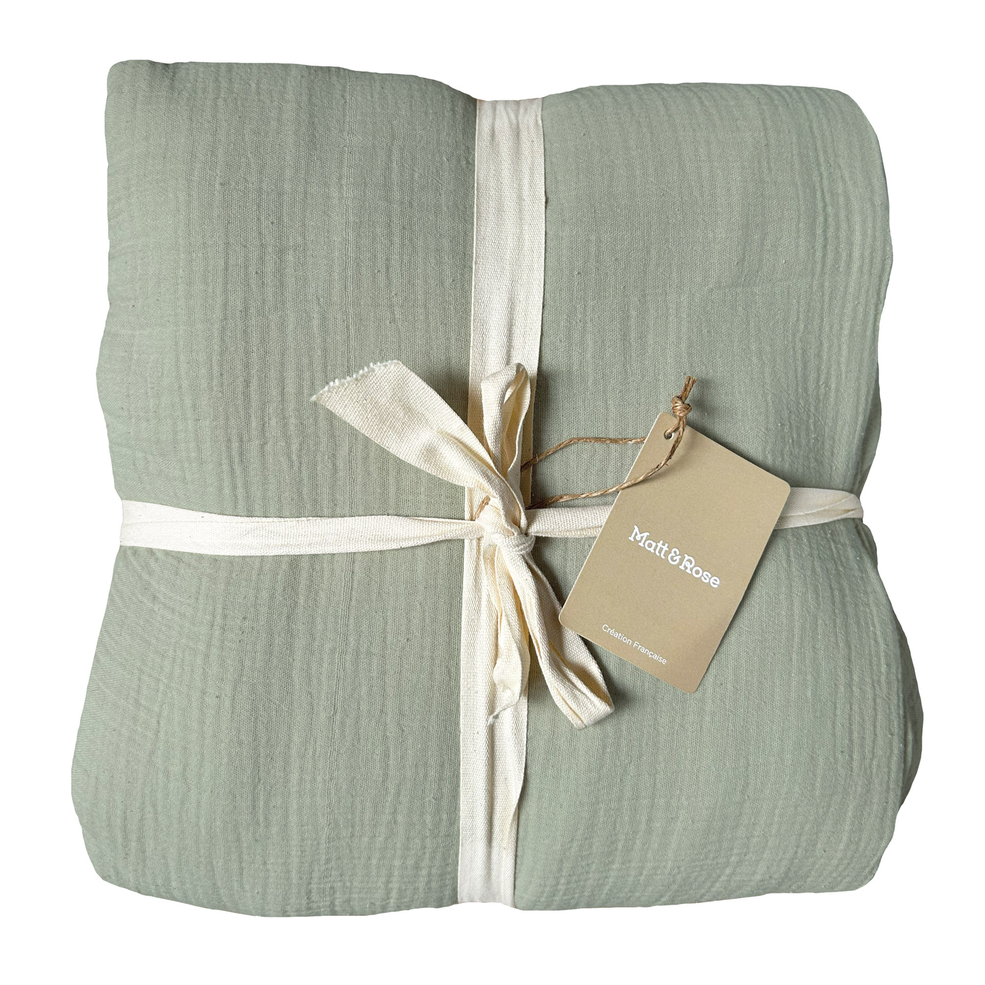 Matt & Rose Duvet cover Moss green - 260 x 240 + (2x) 65 x 65 - Muslin Cotton