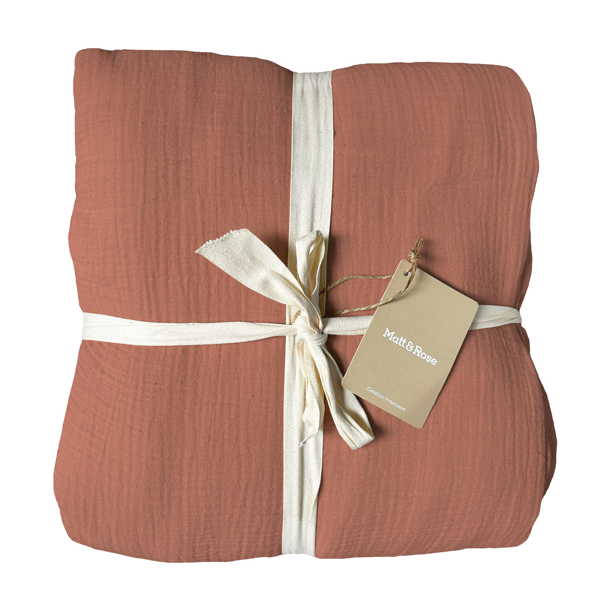 Matt & Rose Duvet cover Terracotta - 260 x 240 + (2x) 65 x 65 - Muslin Cotton
