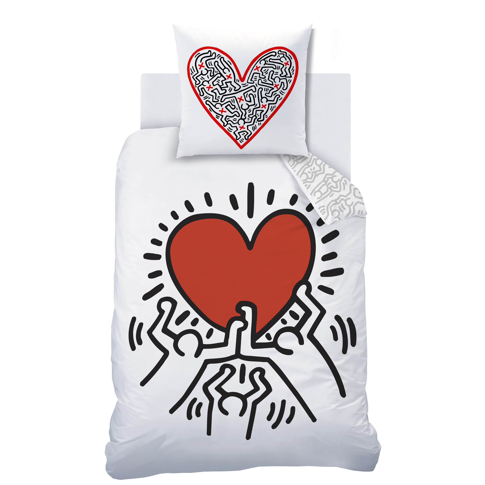 Keith Haring Duvet cover Red Love - 140 x 200 + 63 x 63 cm - Cotton