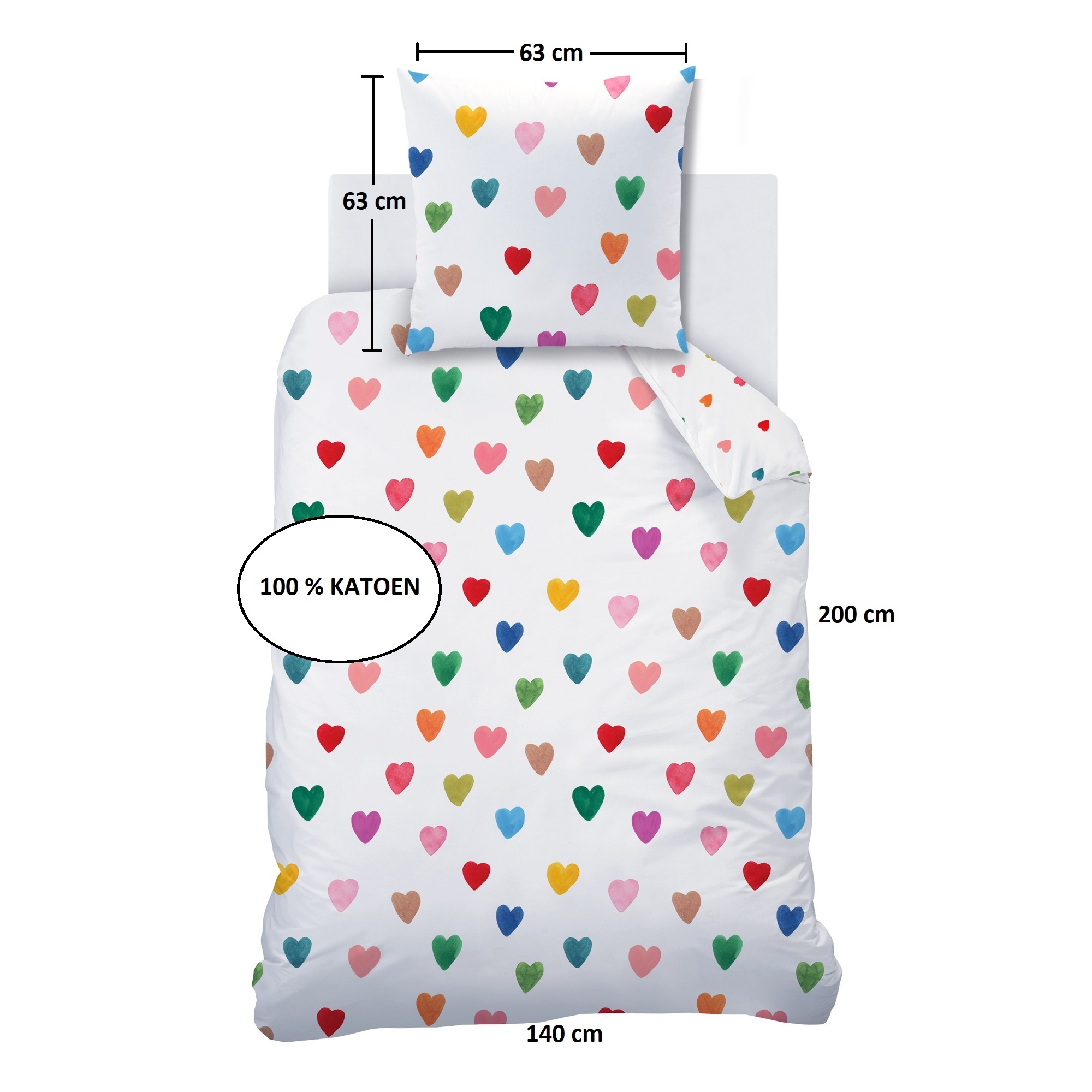 Wee Blue Bell Duvet cover Amour - 140 x 200 + 63 x 63 cm - Cotton