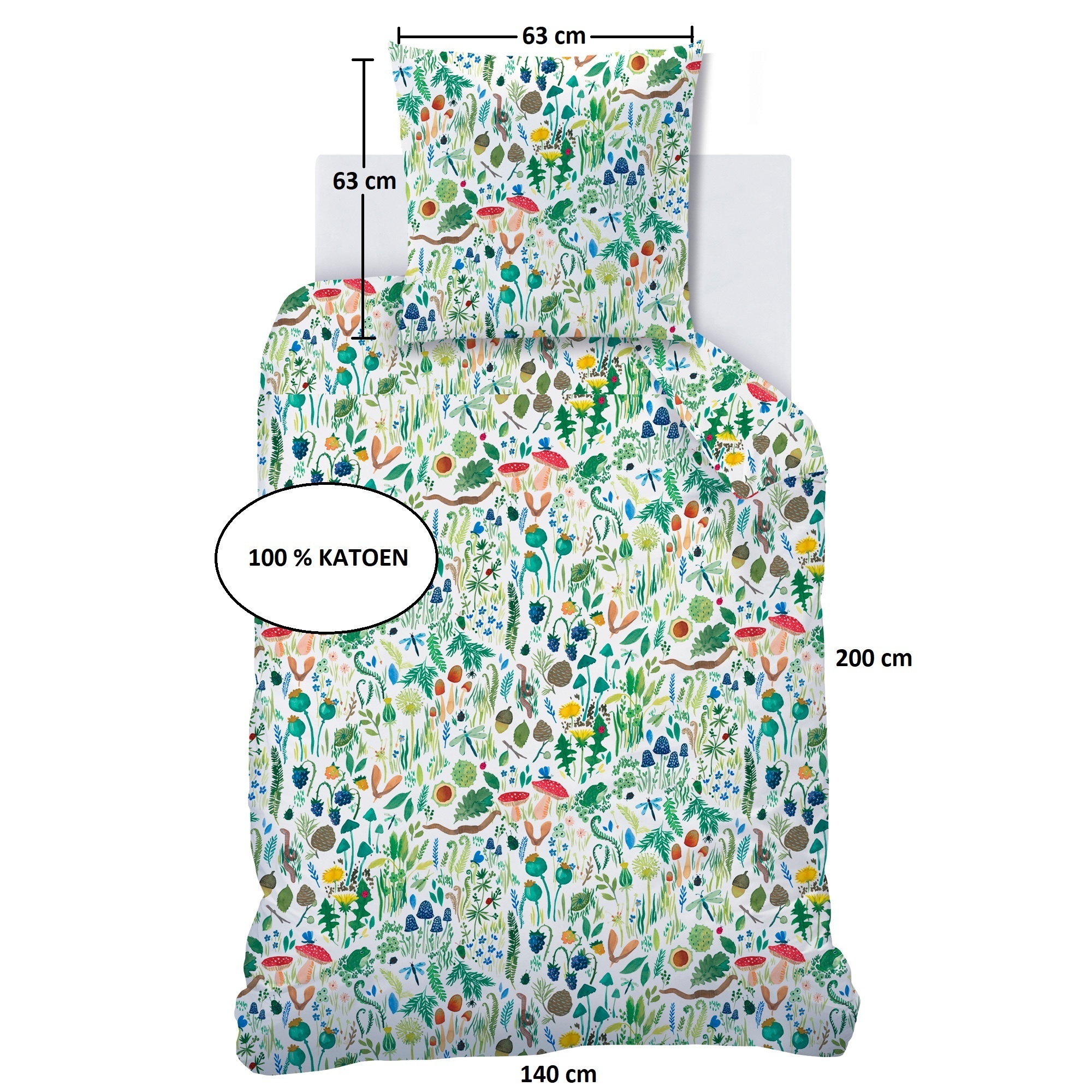 Wee Blue Bell Duvet cover Fauna Flora - 140 x 200 + 63 x 63 cm - Cotton