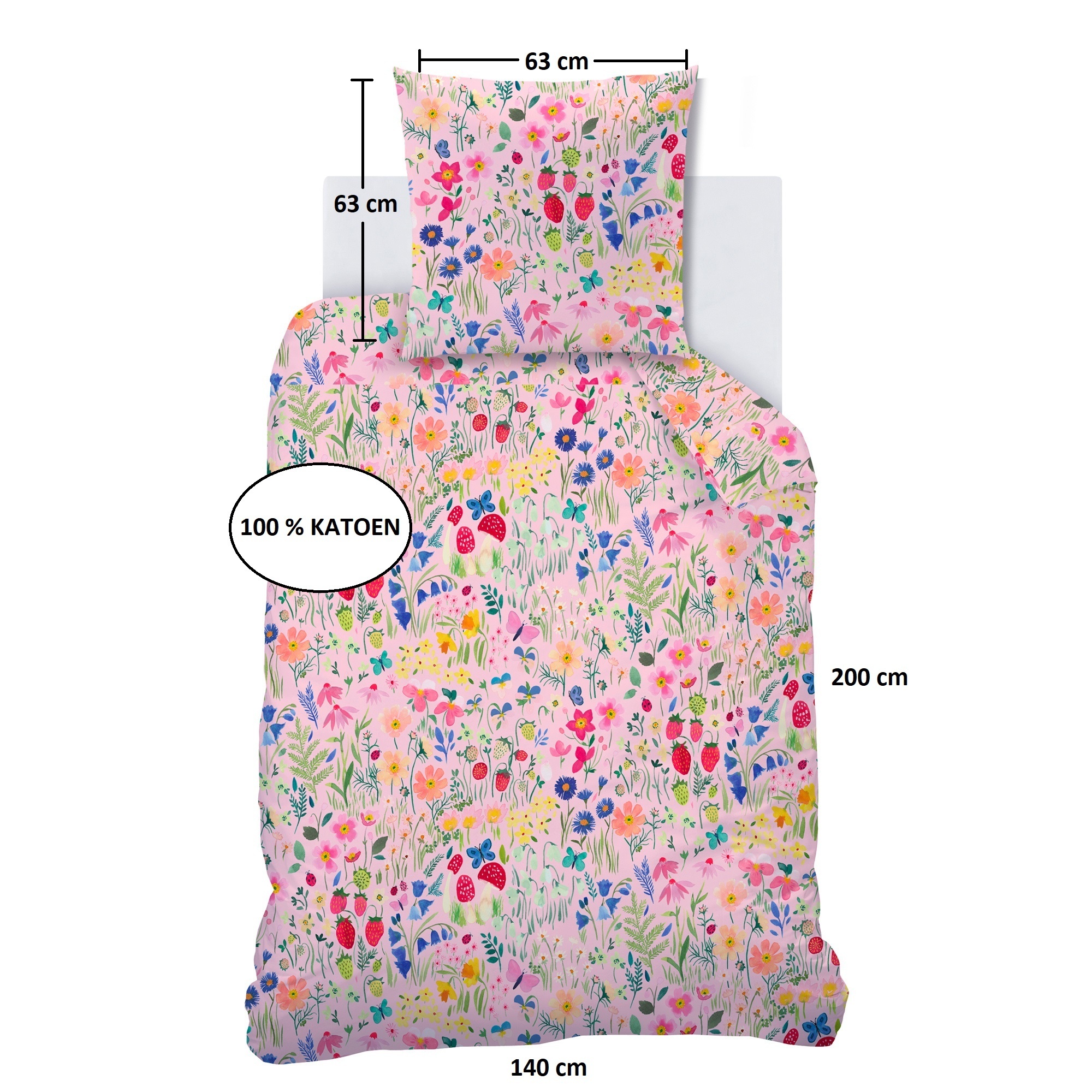 Wee Blue Bell Duvet cover Jardin Secret - 140 x 200 + 63 x 63 cm - Cotton