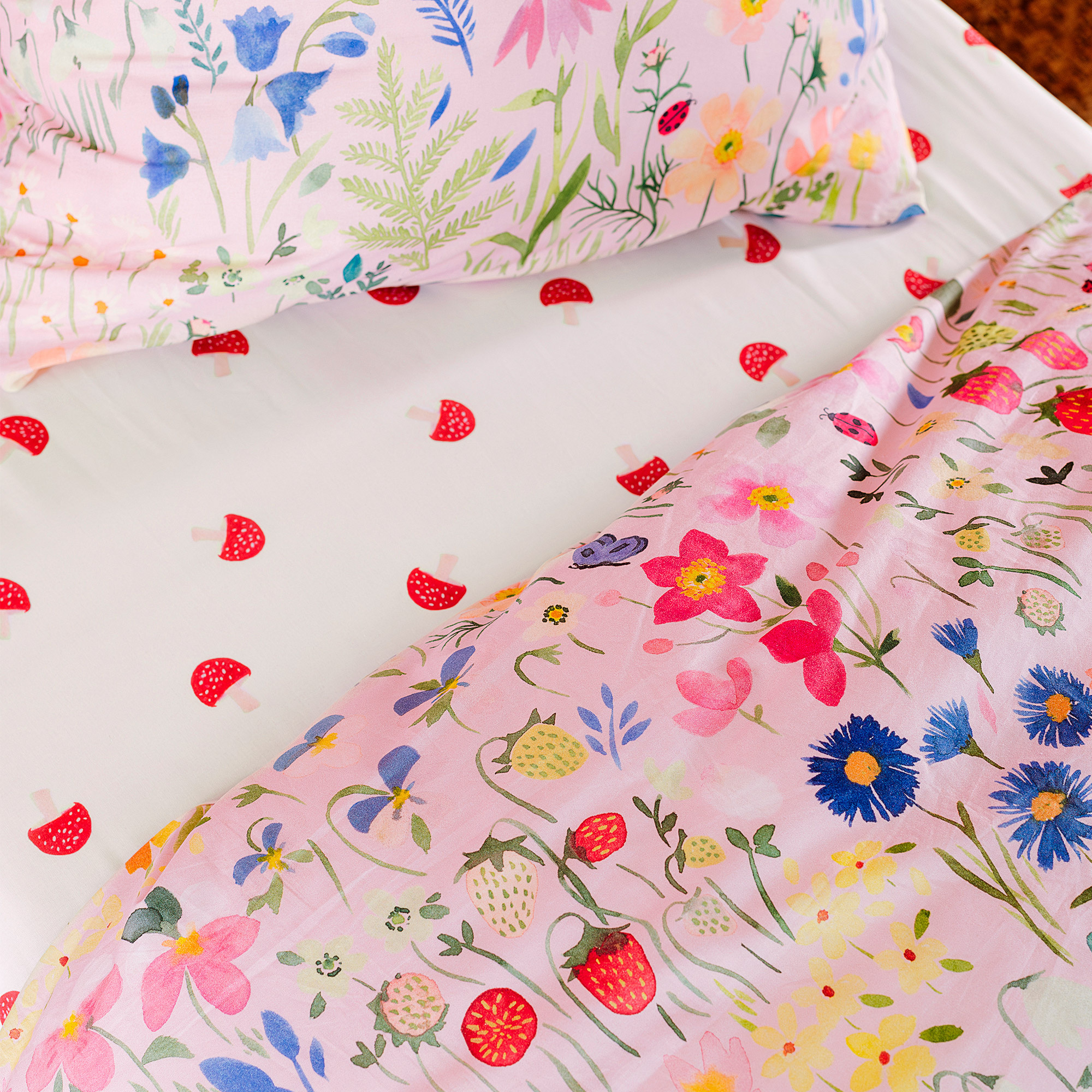 Wee Blue Bell Duvet cover Jardin Secret - 140 x 200 + 63 x 63 cm - Cotton