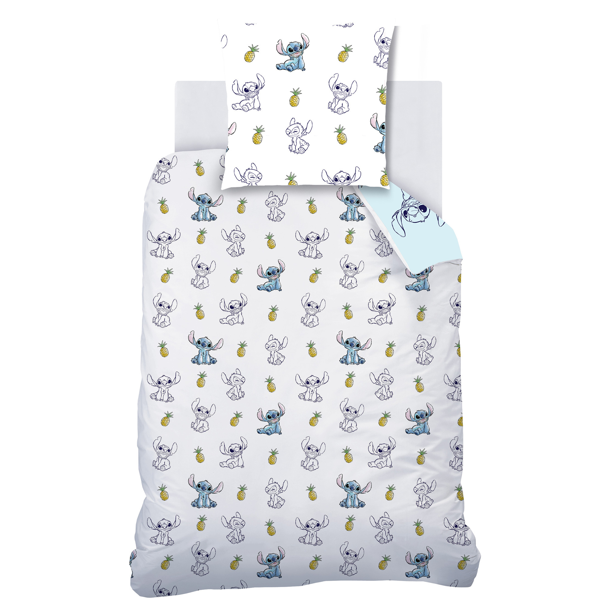 Disney Lilo & Stitch Dekbedovertrek, Ananas - Eenpersoons - 140 x 200 + 63 x 63 cm - Katoen