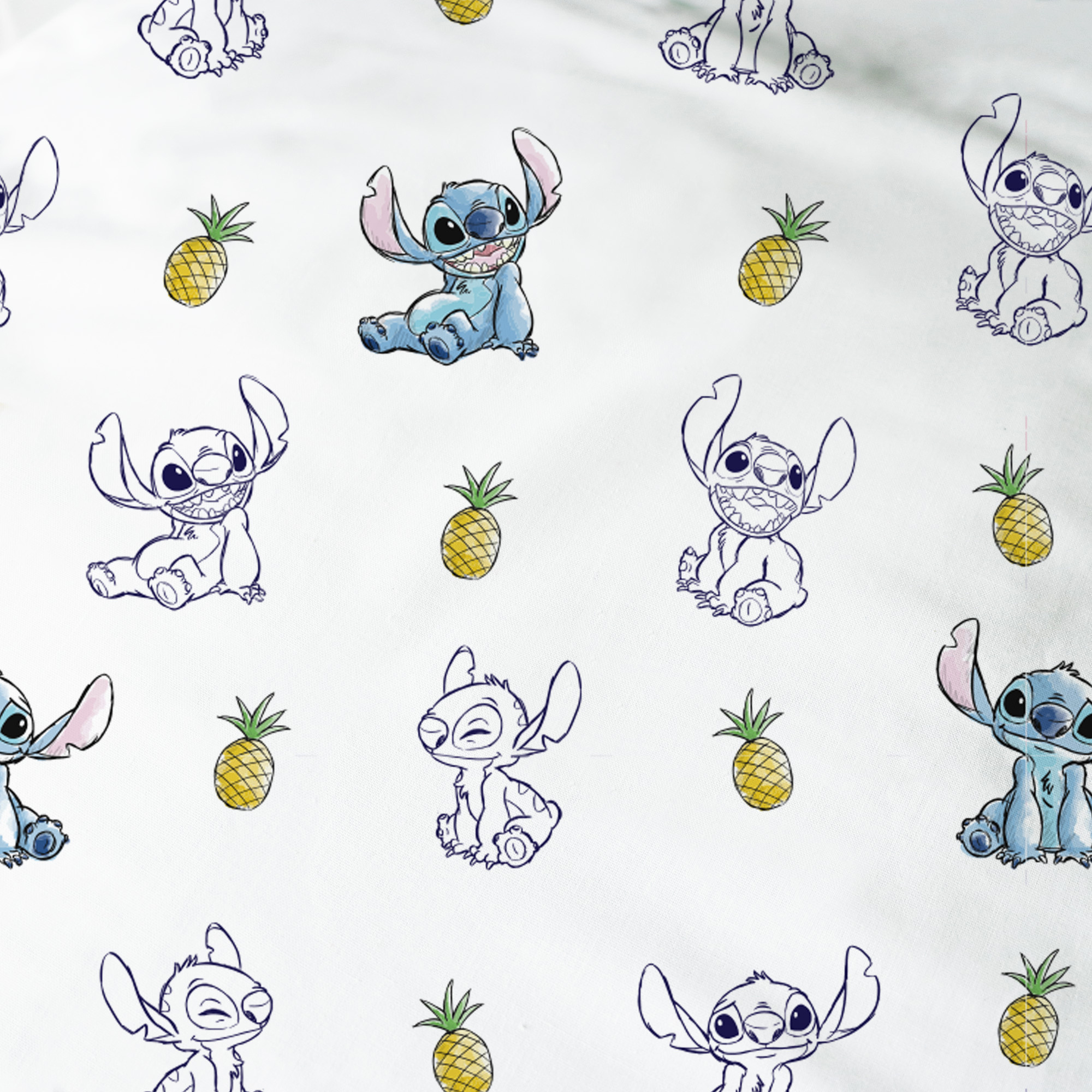 Disney Lilo & Stitch Dekbedovertrek, Ananas - Eenpersoons - 140 x 200 + 63 x 63 cm - Katoen