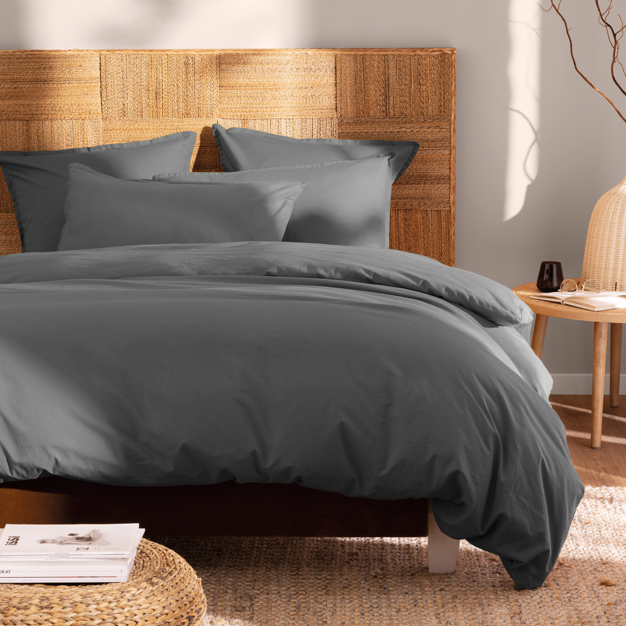 Matt & Rose Duvet cover Anthracite - 260 x 240 + 2x 65 x 65 cm - Washed cotton