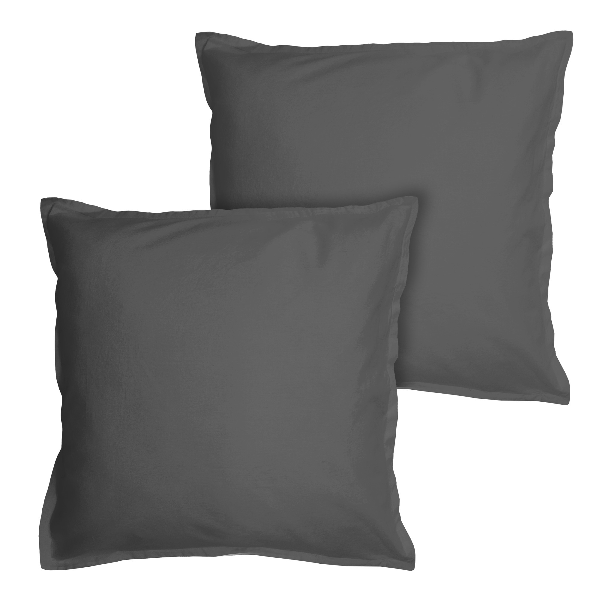 Matt & Rose Dekbedovertrek Antraciet - 260 x 240 + 2x 65 x 65 cm - Gewassen katoen