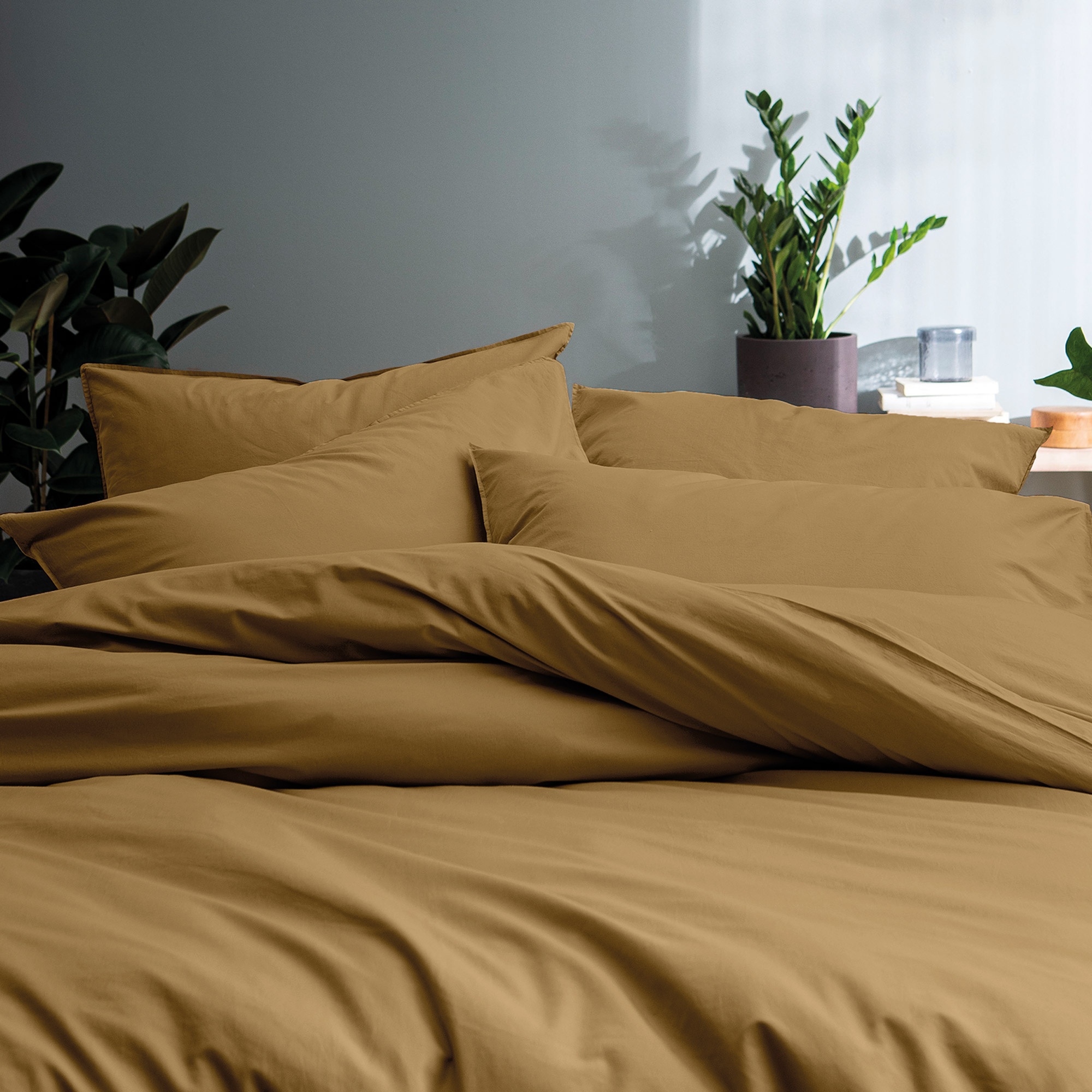 Matt & Rose Dekbedovertrek Honing - 240 x 220 + 2x 65 x 65 cm - Gewassen katoen