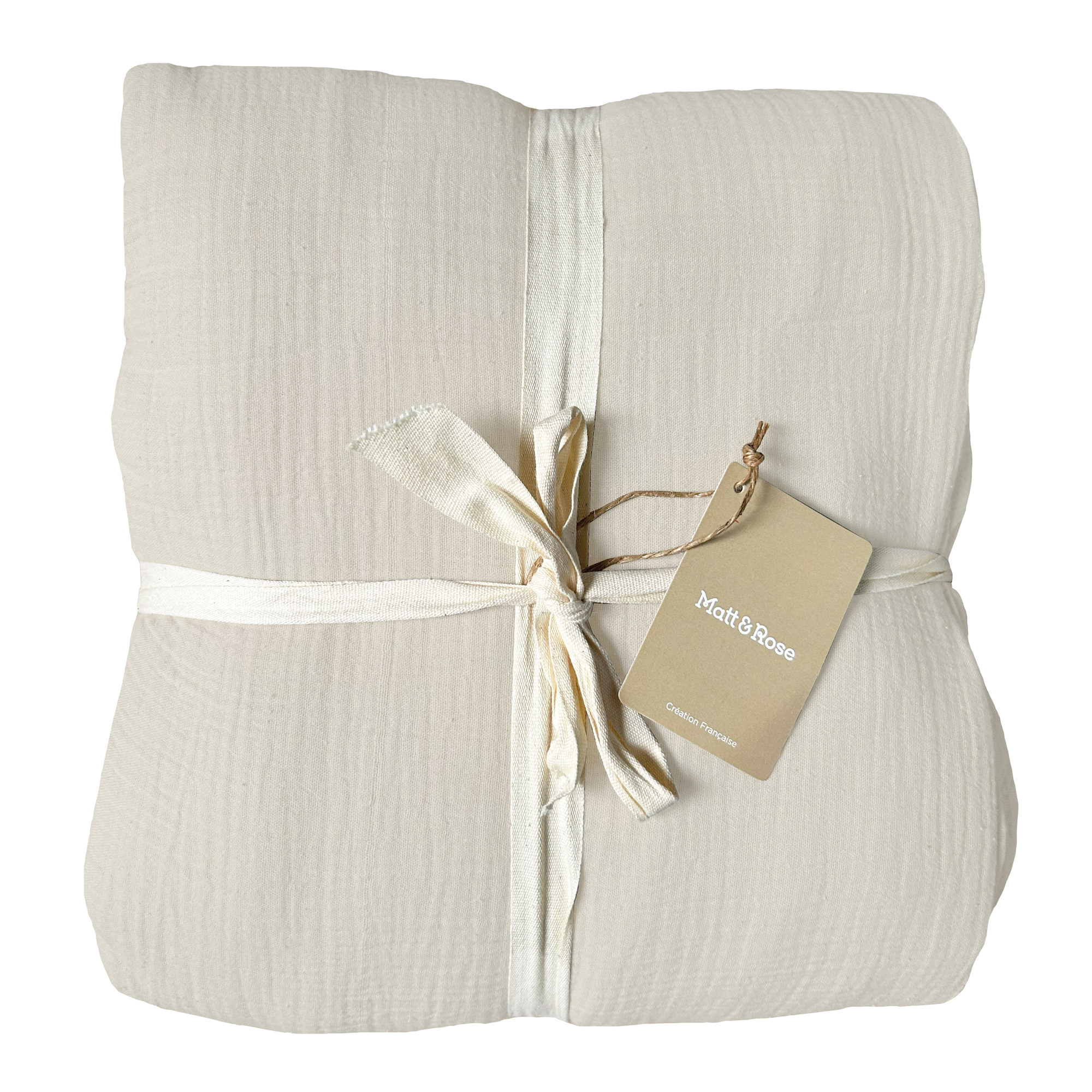 Matt & Rose Dekbedovertrek Naturel - 140 x 200 + 63 x 63 cm - Mousseline Katoen