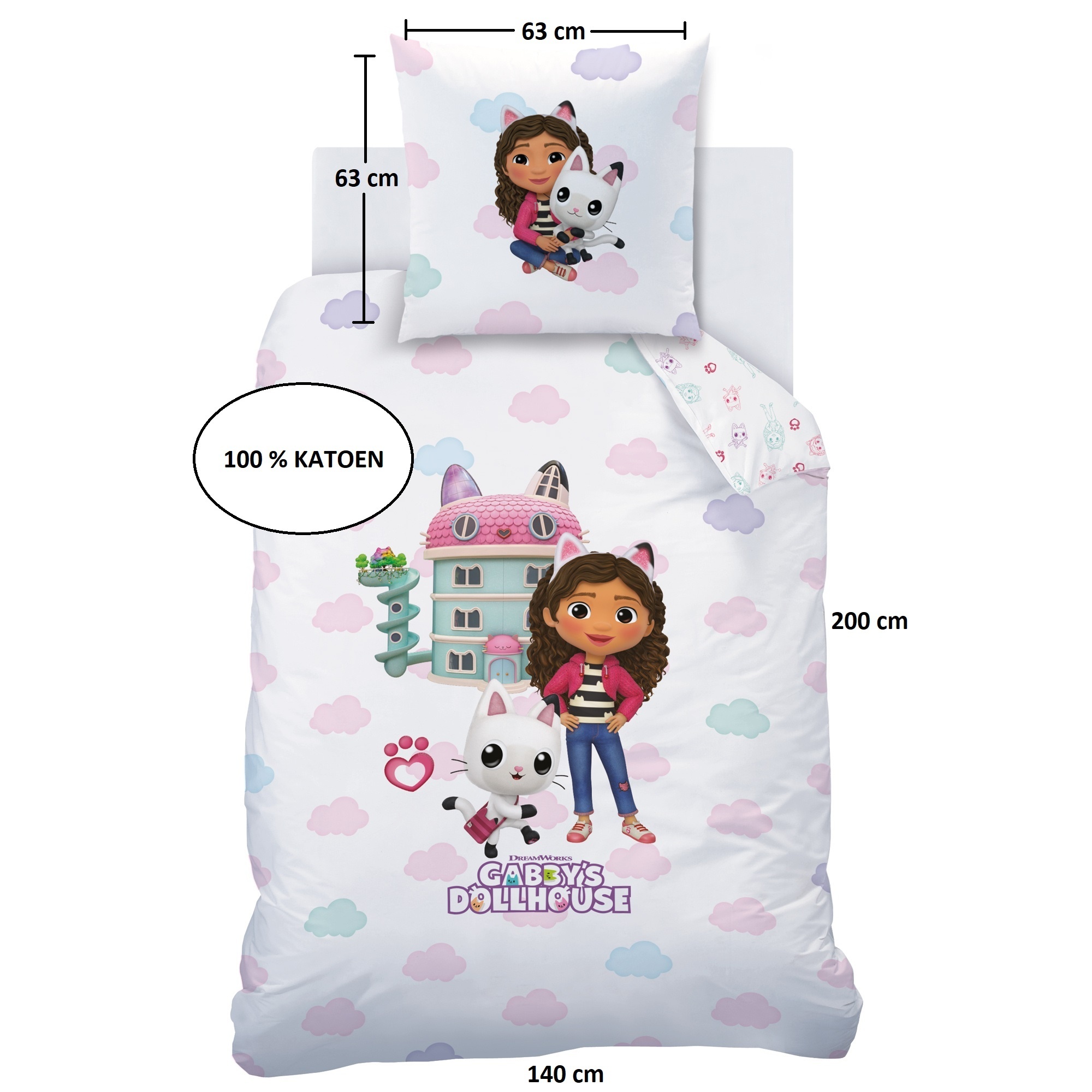 Gabby's poppenhuis Duvet cover Magique World - 140 x 200 + 63 x 63 cm - Cotton