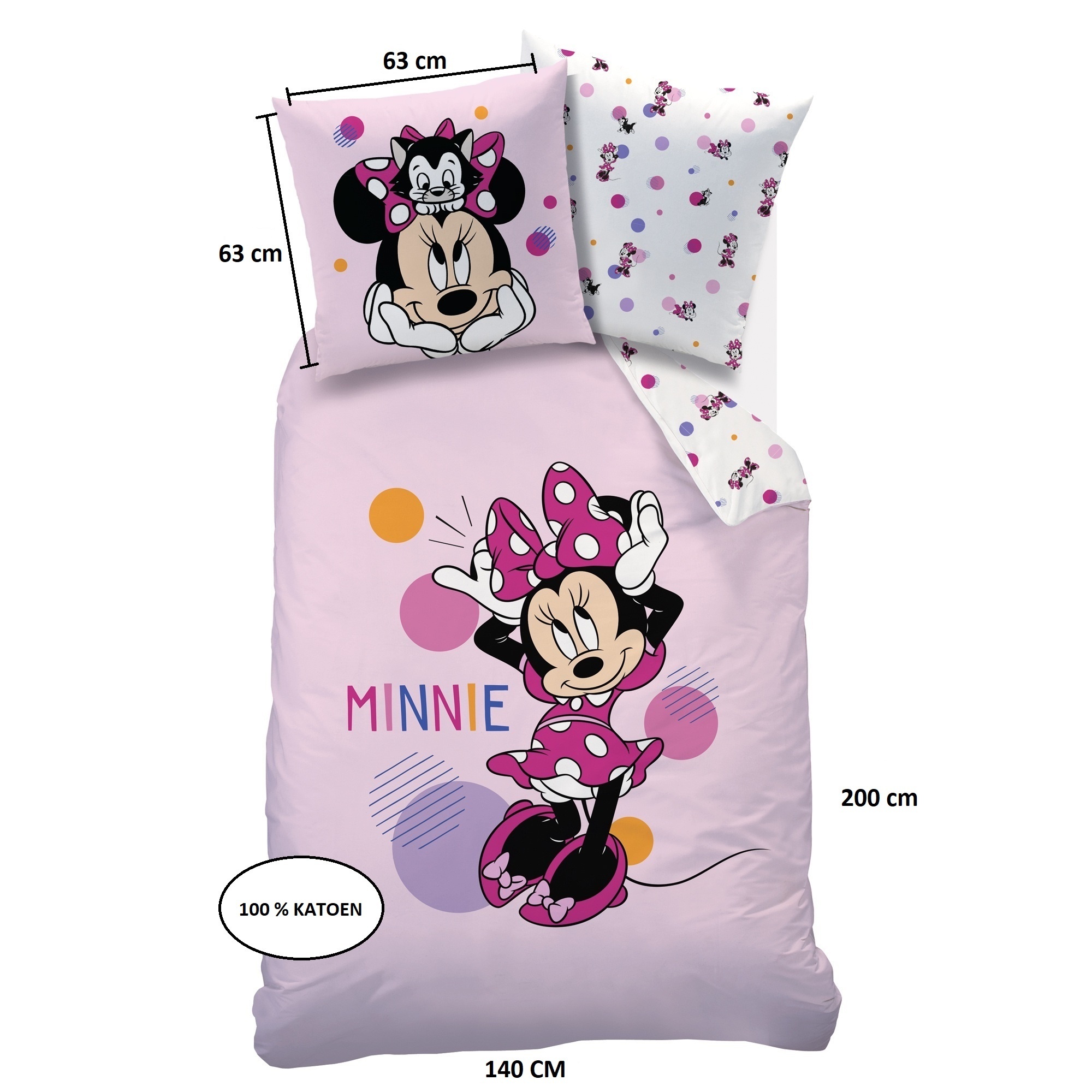 Disney Minnie Mouse Dekbedovertrek Jolie - 140 x 200 + 63 x 63 cm - Katoen