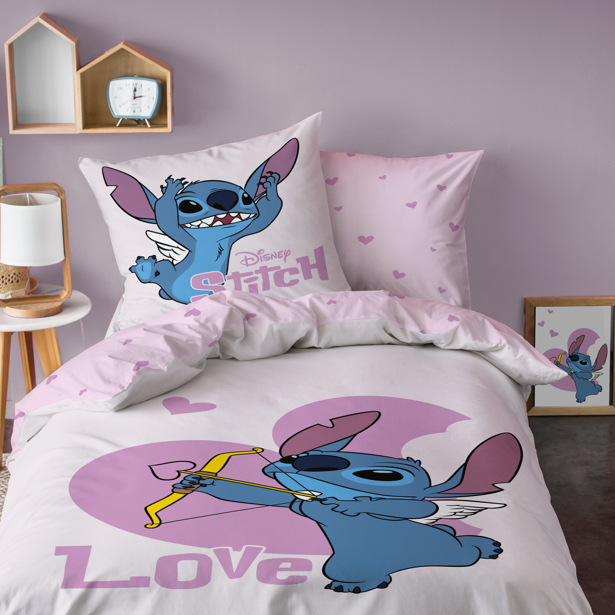 Disney Lilo & Stitch Duvet cover Cupidon - 140 x 200 + 63 x 63 cm - Cotton