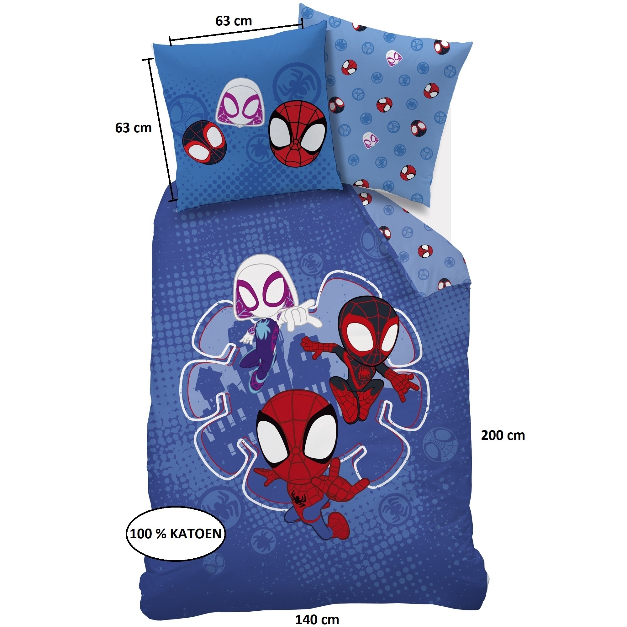 Spiderman Duvet cover Spidey Little - 140 x 200 + 63 x 63 cm - Cotton