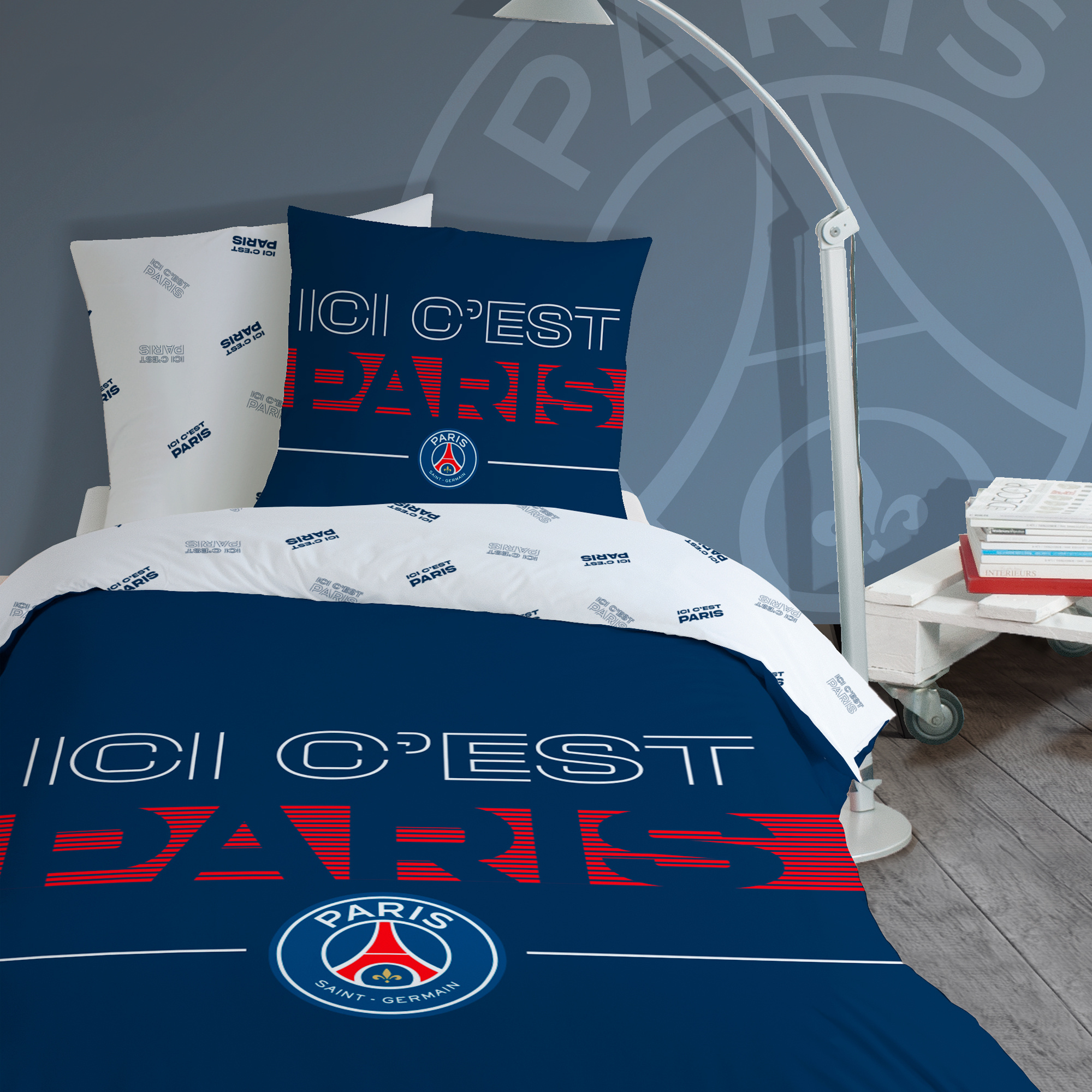 Paris Saint Germain Duvet cover Devise - 140 x 200 + 63 x 63 cm - Cotton