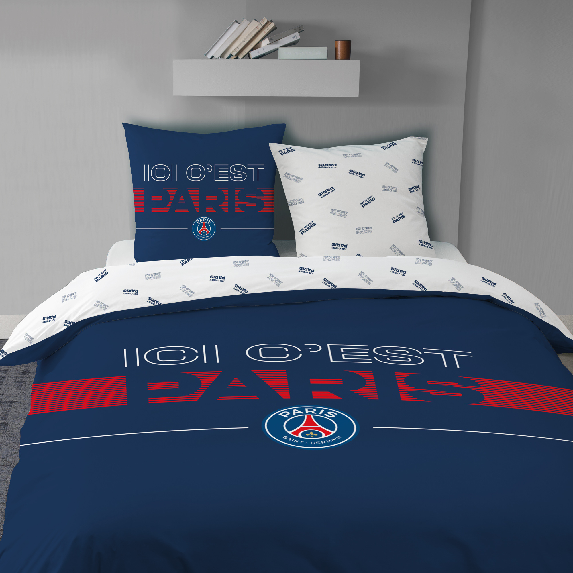Paris Saint Germain Duvet cover Devise - 240 x 220 + 2 x 63 x 63 cm - Cotton