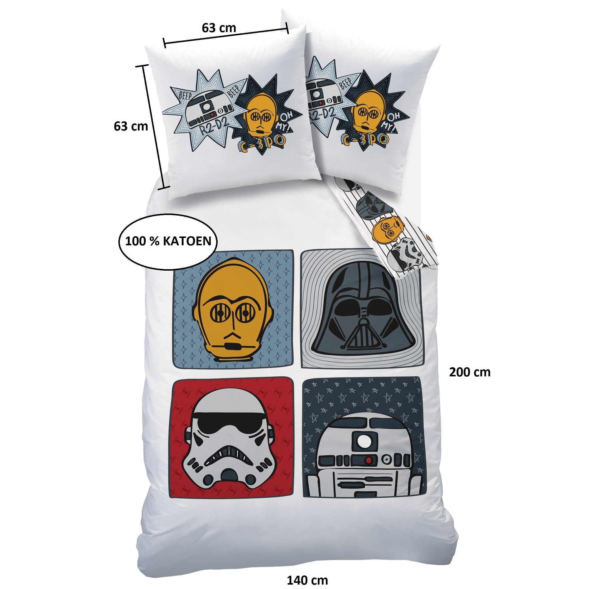 Star wars Duvet cover Portraits - 140 x 200 + 63 x 63 cm - Cotton