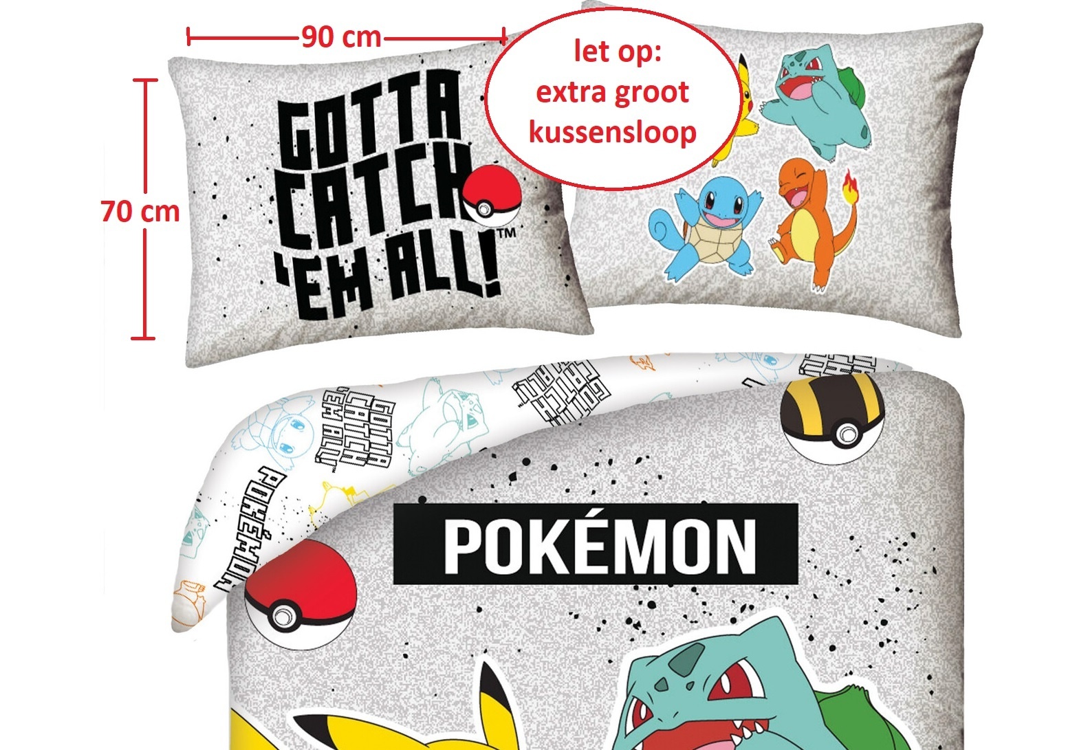 Pokemon Dekbedovertrek Charmander - Eenpersoons - 140 x 200 + 70 x 90 cm - Polyester