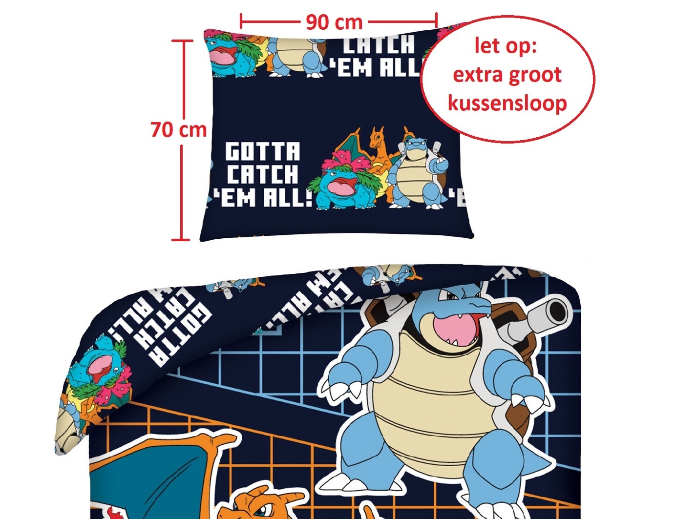Pokemon Dekbedovertrek Charizard - Eenpersoons - 140 x 200 + 70 x 90 cm - Polyester
