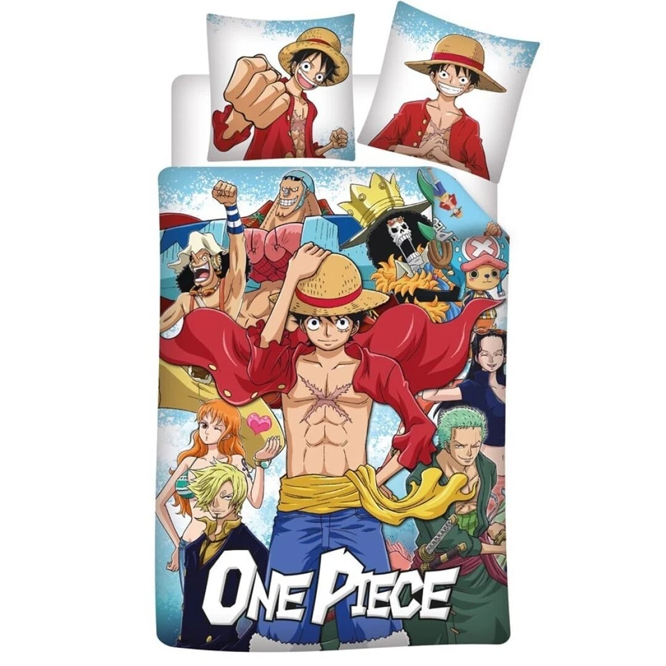 One Piece Duvet cover Straw Hat Crew - 140 x 200 + 65 x 65 cm - Cotton