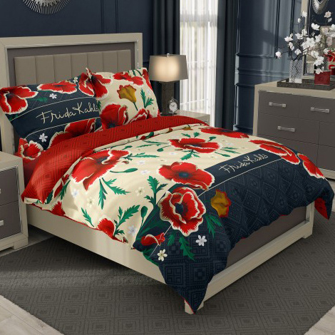 Frida Kahlo Duvet cover Poppy - 140 x 200 cm + 70 x 90 cm - Cotton