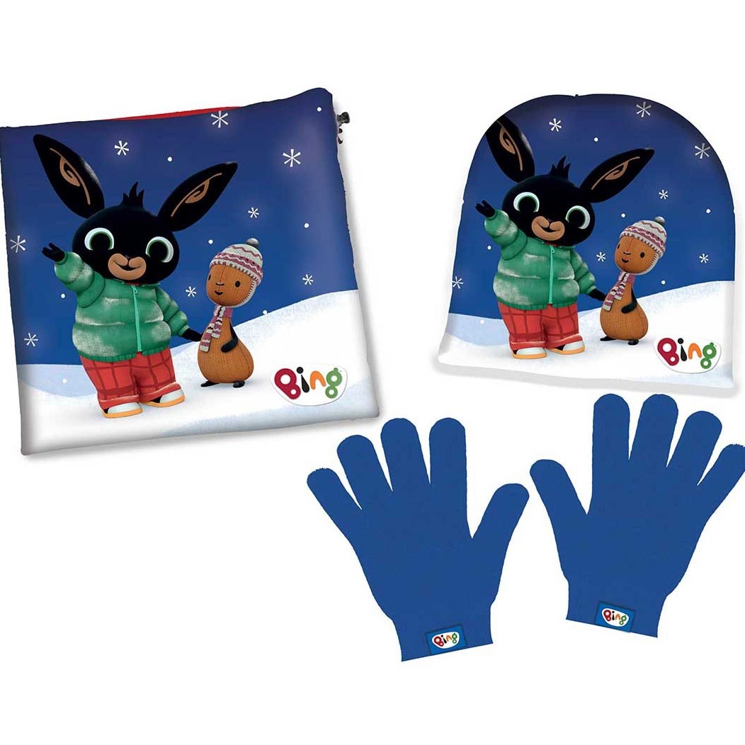 Bing Bunny Set hat, scarf and gloves Winter - ONE SIZE 3-6 yrs - Polyester Fleece