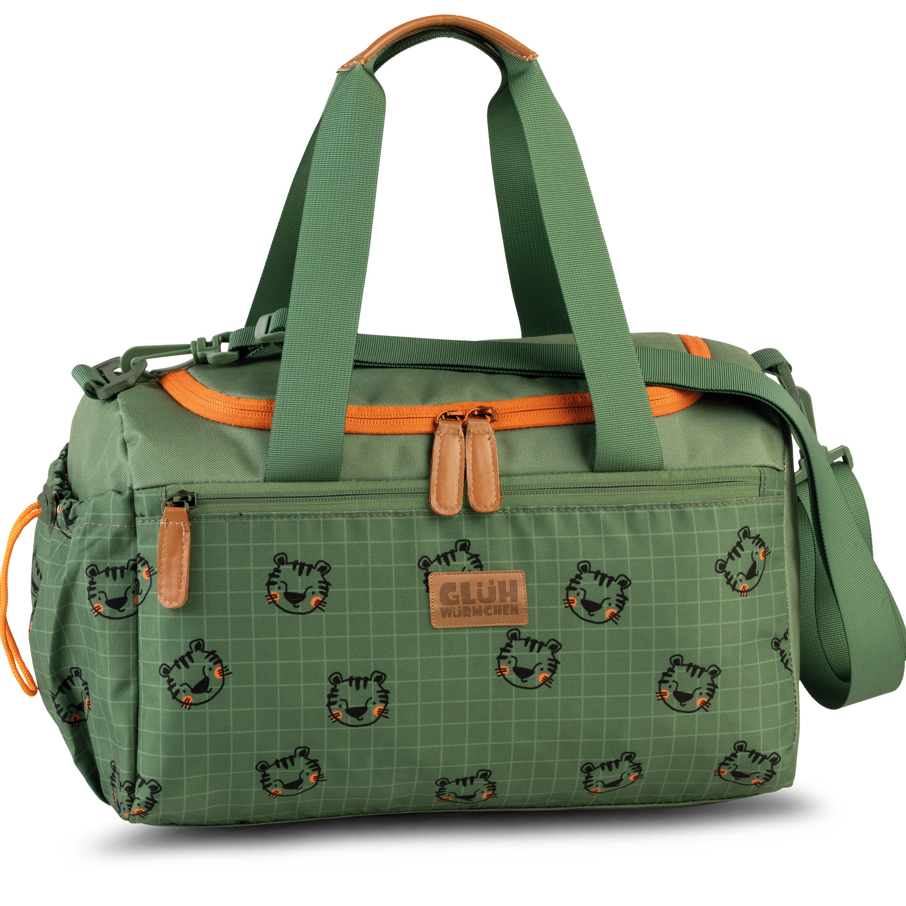 Glühwürmchen Shoulder bag Tiger - 35 x 21 x 18 cm - Green - Polyester