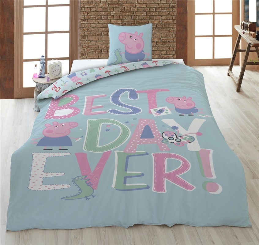 Peppa Pig Duvet cover Best Day - 140 x 200 + 63 x 63 cm - Polyester